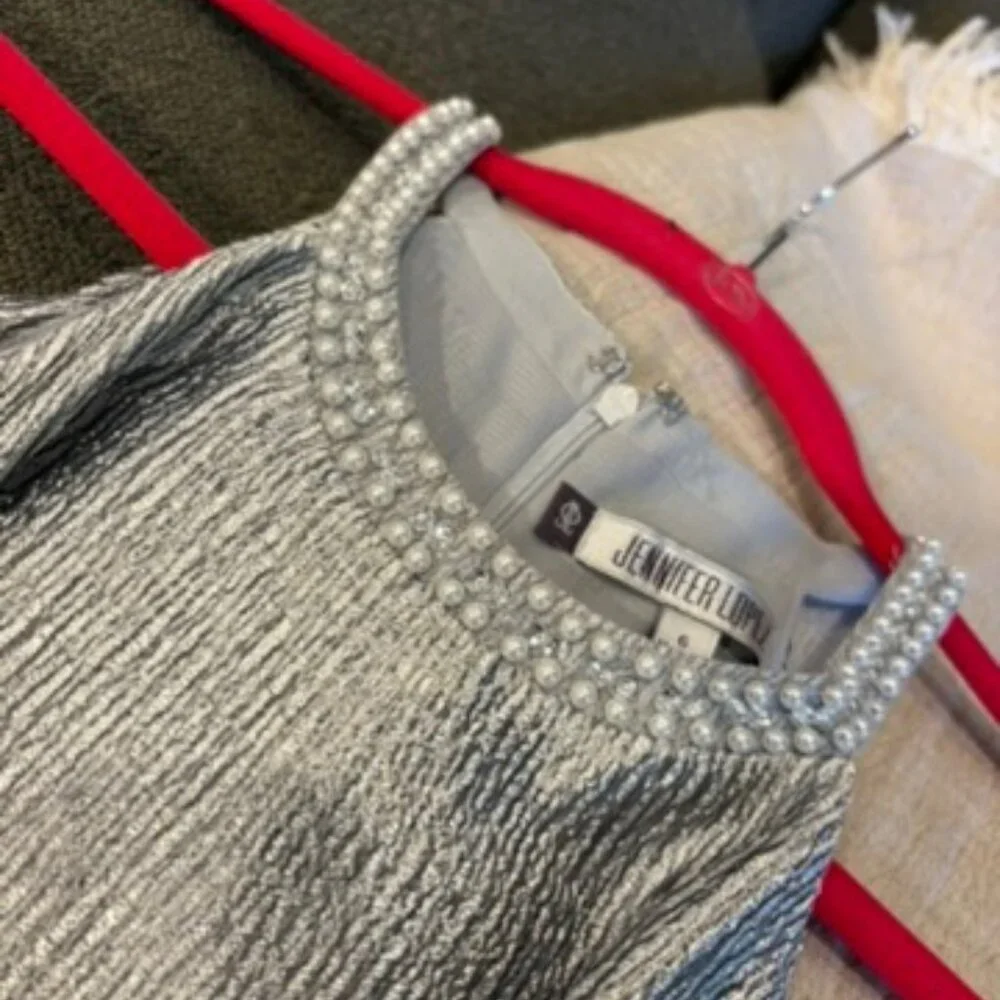 Jennifer Lopez Mini, Fit & Flare, A-Line SILVER dress - Picture 7 of 8